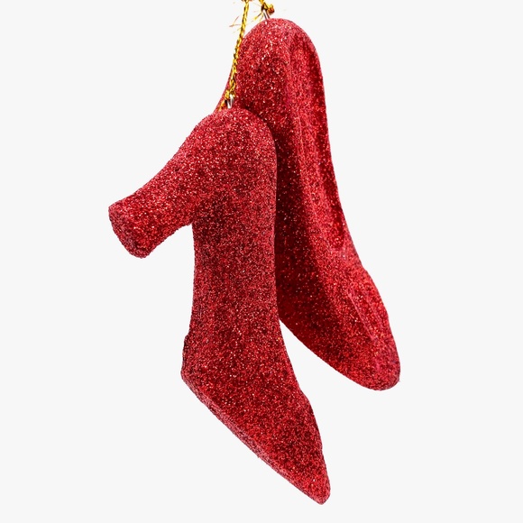 Hand Carved and Blown With Sparkle Dust Ruby Slipper - Picture 1 of 2